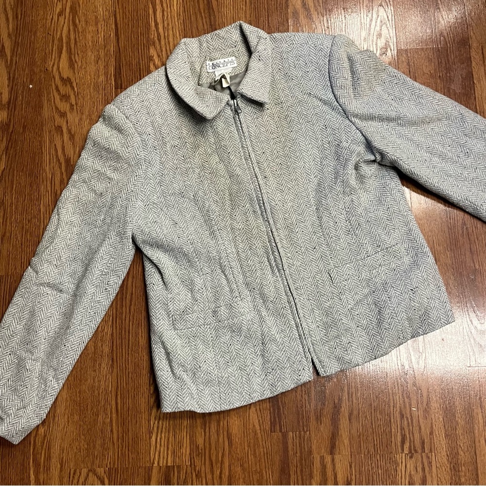 Vintage 90’s Wool Jacket Wool Blazer Classic Tweed Long Sleeve Jacket Spring